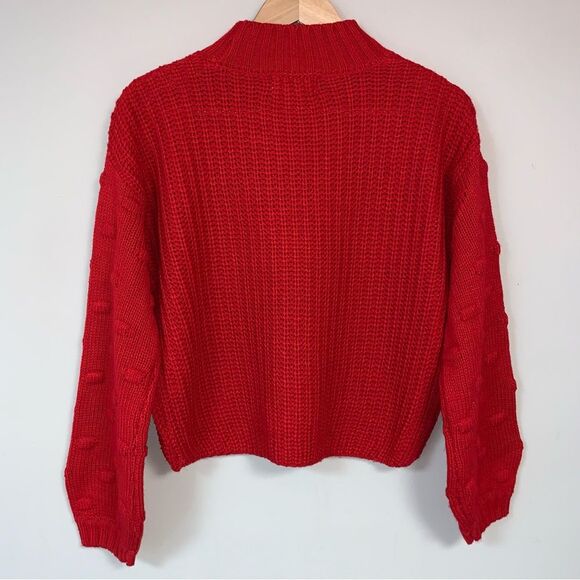 NWOT Jessica Simpson Balloon Sleeve Red Sweater Womens Small Knit Oversized Cozy - Picture 5 of 7